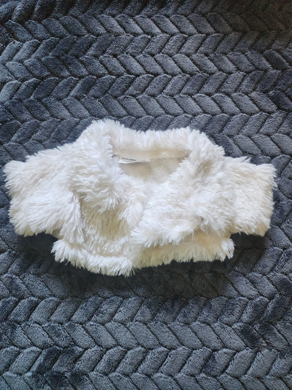 Build-A-Bear White Sparkle Faux Fur Shrug For Plush